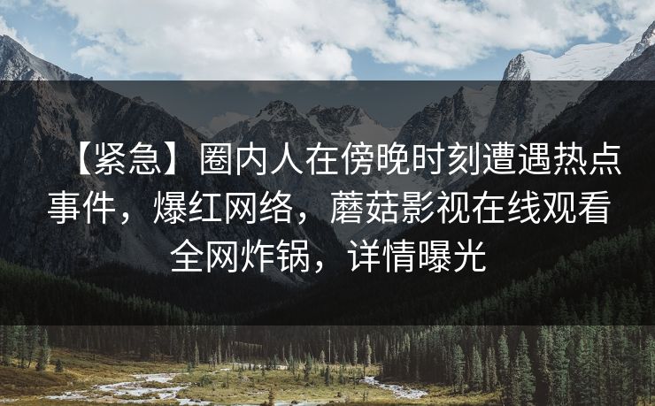 【紧急】圈内人在傍晚时刻遭遇热点事件，爆红网络，蘑菇影视在线观看全网炸锅，详情曝光