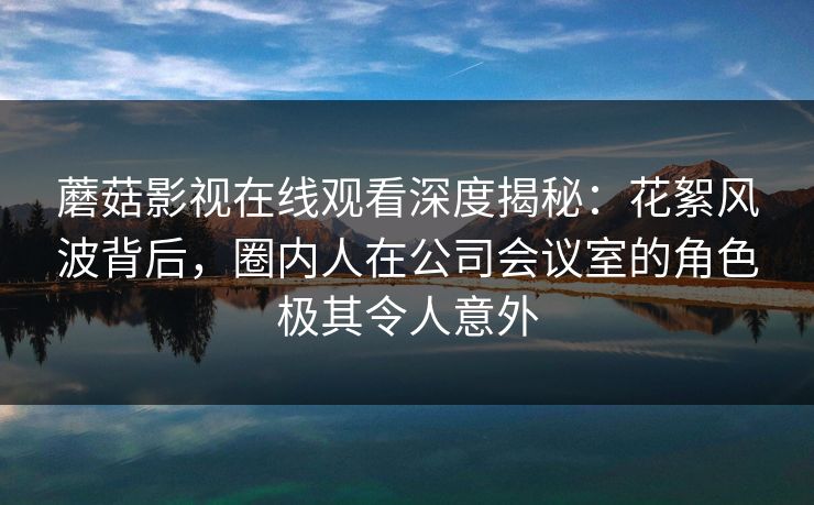 蘑菇影视在线观看深度揭秘：花絮风波背后，圈内人在公司会议室的角色极其令人意外