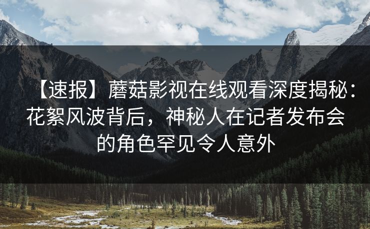 【速报】蘑菇影视在线观看深度揭秘：花絮风波背后，神秘人在记者发布会的角色罕见令人意外