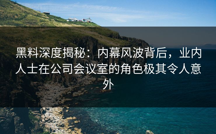 黑料深度揭秘：内幕风波背后，业内人士在公司会议室的角色极其令人意外