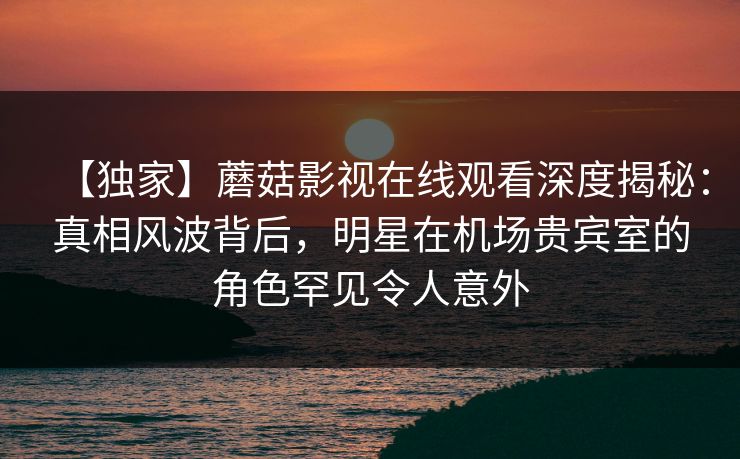 【独家】蘑菇影视在线观看深度揭秘：真相风波背后，明星在机场贵宾室的角色罕见令人意外