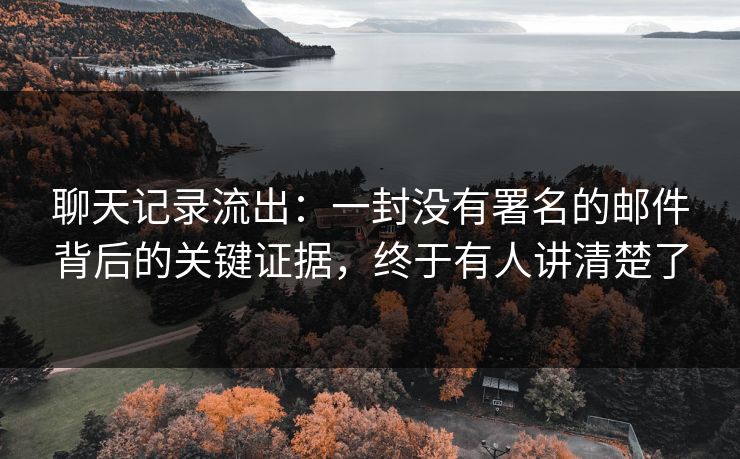聊天记录流出：一封没有署名的邮件背后的关键证据，终于有人讲清楚了
